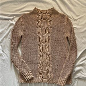 Lord & Taylor Beige Cable Knit Turtleneck Sweater